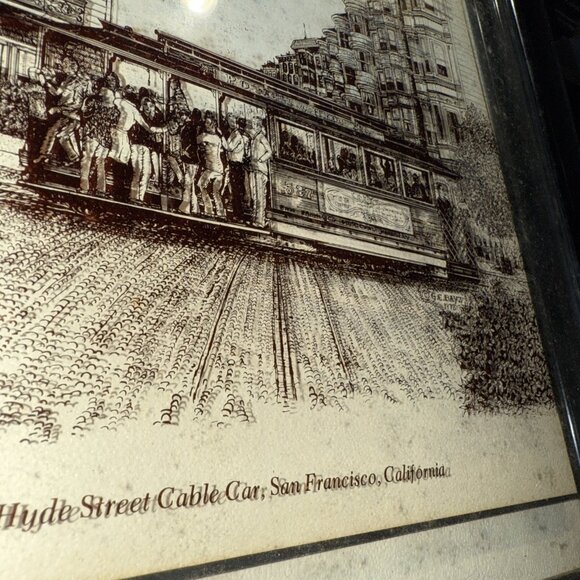 Hyde Street Cable Car San Francisco 3D Vintage Framed Floating Drawing G C Bay - Picture 15 of 16